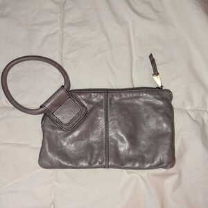 HOBO Grey Leather Wristlet